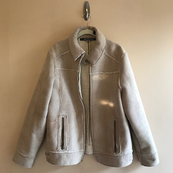 Dkny Other - DKNY Faux Suede Beige Winter Coat VGUC sz L